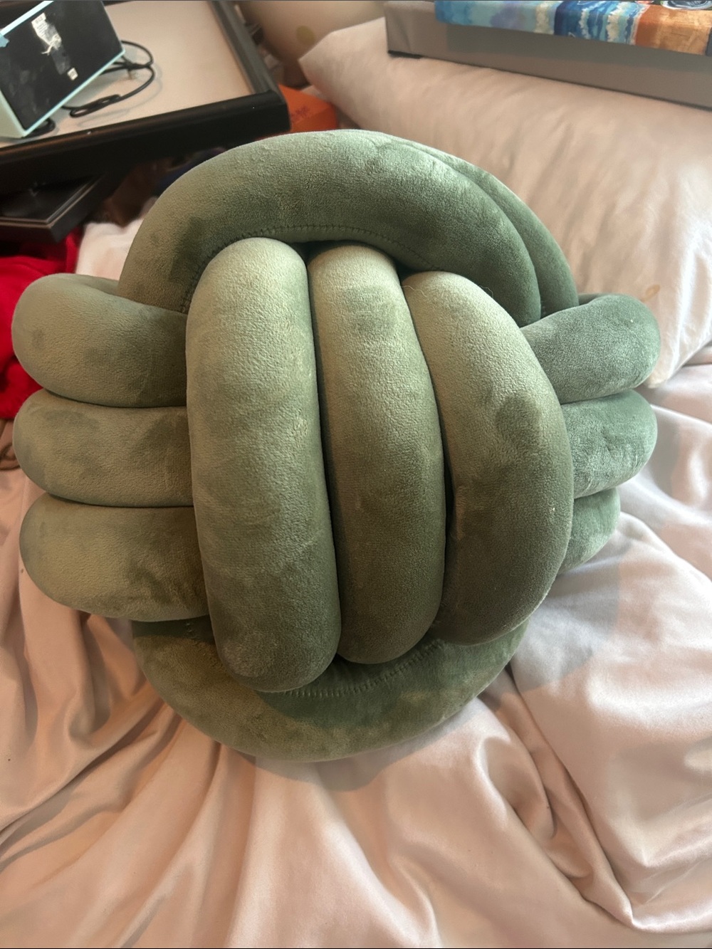 Plush Knot Pillow in Sage Green